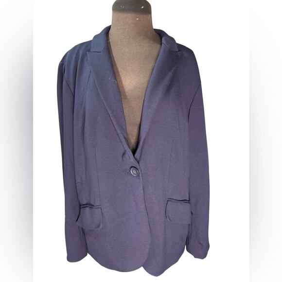 Chicos Navy Stretch So Slimming Office Blazer And Pants Coord Set Size XL Comfy - Picture 3 of 7